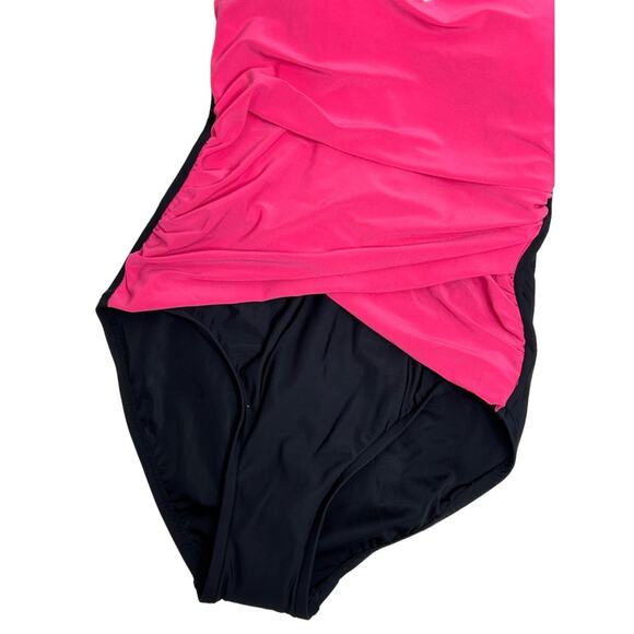 Aqua Green NWT Drape Front Pink and Black One-Piece Swimsuit Small - Picture 6 of 13